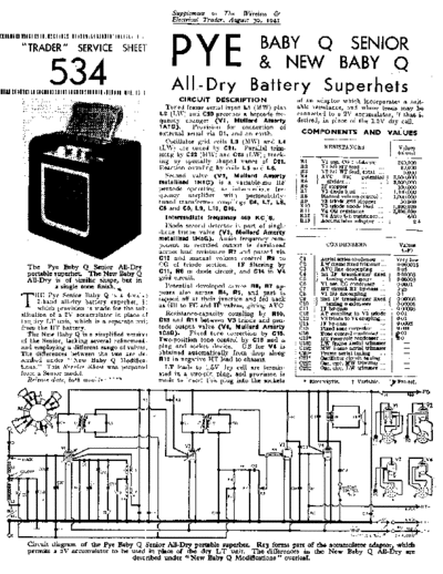 PYE (GB) Pye BabyQSenior  . Rare and Ancient Equipment PYE (GB) Pye_BabyQSenior.pdf