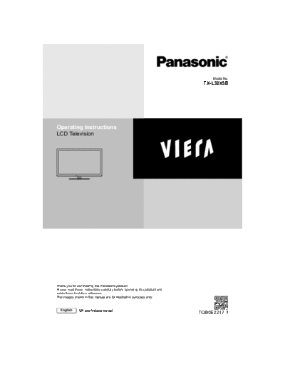 panasonic txl32x5b  panasonic LCD TX-L32X5B Updating the TV Software txl32x5b.pdf