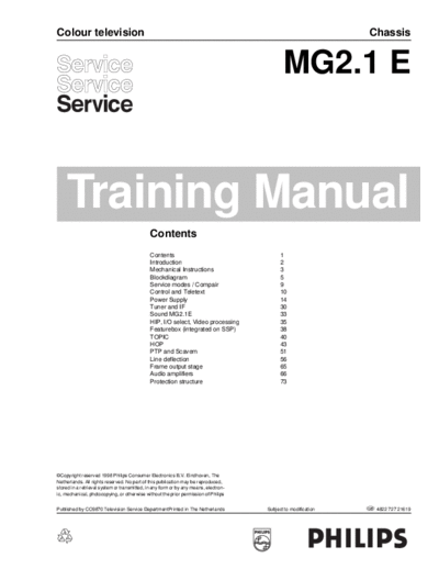 Philips tm mg2.1 807  Philips TV MG2.1E aa MG2.1 E training manual tm_mg2.1_807.pdf