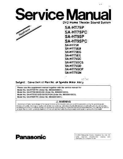 panasonic HT75 95 Sup  panasonic Bullettines Bulletins buleitins new DVD HT75_95_Sup.pdf