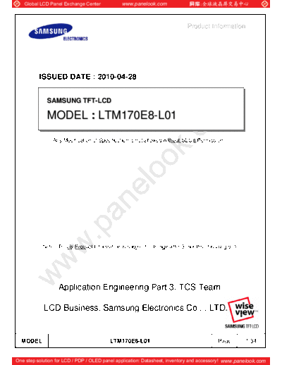 . Various Panel SAMSUNG LTM170E8-L01 0 [DS]  . Various LCD Panels Panel_SAMSUNG_LTM170E8-L01_0_[DS].pdf