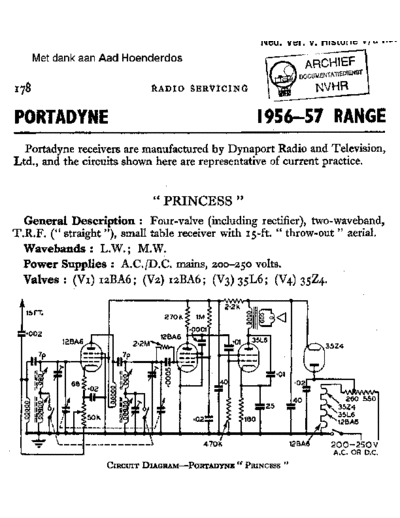 PORTADYNE Portadyne Princess  . Rare and Ancient Equipment PORTADYNE Audio Princess Portadyne_Princess.pdf