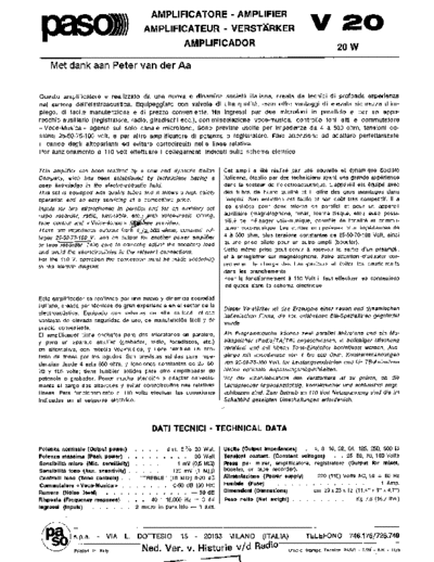 PASO Paso V20  . Rare and Ancient Equipment PASO Audio V20 Paso_V20.pdf