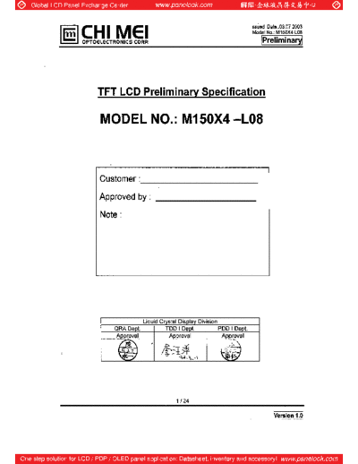 . Various Panel CMO M150X4-L08 1 [DS]  . Various LCD Panels Panel_CMO_M150X4-L08_1_[DS].pdf