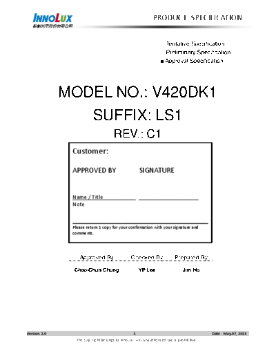 . Various Panel INNOLUX V420DK1-LS1 2 [DS]  . Various LCD Panels Panel_INNOLUX_V420DK1-LS1_2_[DS].pdf