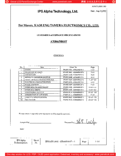 . Various Panel IPS Alpha AX066B001F 0 [DS]  . Various LCD Panels Panel_IPS_Alpha_AX066B001F_0_[DS].pdf