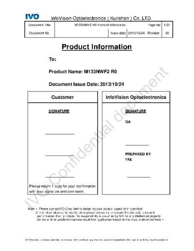 . Various Panel IVO M133NWF2 R0 0 [DS]  . Various LCD Panels Panel_IVO_M133NWF2_R0_0_[DS].pdf