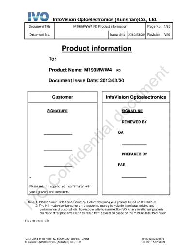 . Various Panel IVO M190MWW4 R0 0 [DS]  . Various LCD Panels Panel_IVO_M190MWW4_R0_0_[DS].pdf