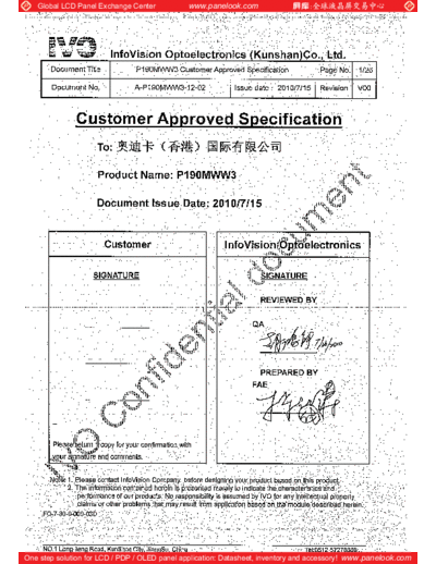 . Various Panel IVO P190MWW3 0 [DS]  . Various LCD Panels Panel_IVO_P190MWW3_0_[DS].pdf