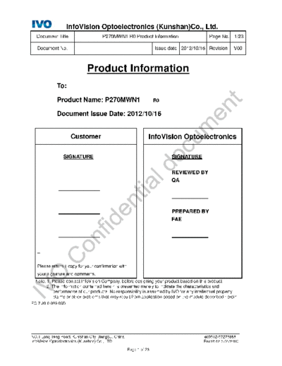 . Various Panel IVO P270MWN1 R0 0 [DS]  . Various LCD Panels Panel_IVO_P270MWN1_R0_0_[DS].pdf