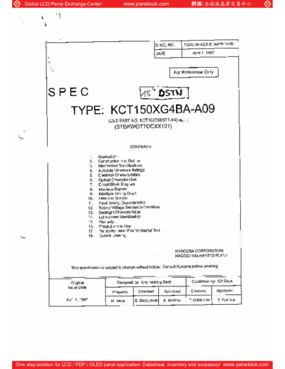 . Various Panel Kyocera KCT150XG4BA-A09 0 [DS]  . Various LCD Panels Panel_Kyocera_KCT150XG4BA-A09_0_[DS].pdf