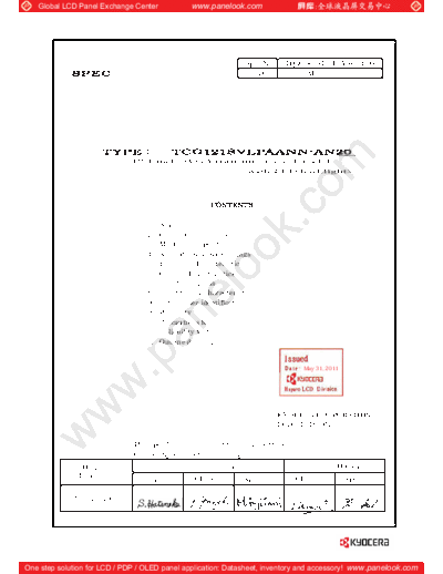 . Various Panel Kyocera TCG121SVLPAANN-AN20 0 [DS]  . Various LCD Panels Panel_Kyocera_TCG121SVLPAANN-AN20_0_[DS].pdf