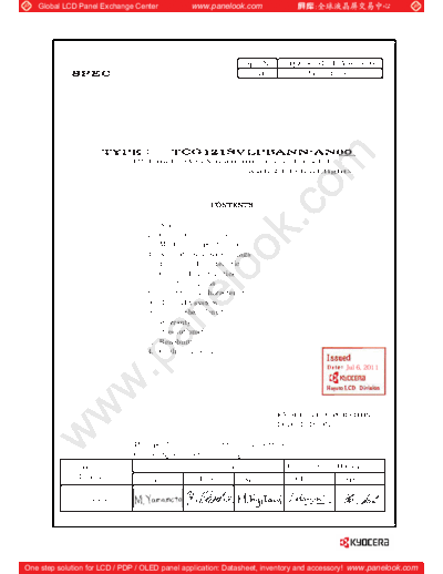 . Various Panel Kyocera TCG121SVLPBANN-AN00 0 [DS]  . Various LCD Panels Panel_Kyocera_TCG121SVLPBANN-AN00_0_[DS].pdf