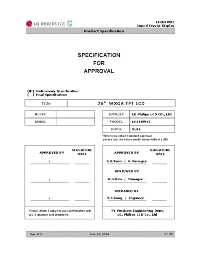 . Various Panel LG-Philips LCD LC260WX2-SL01 0 [DS]  . Various LCD Panels Panel_LG-Philips_LCD_LC260WX2-SL01_0_[DS].pdf