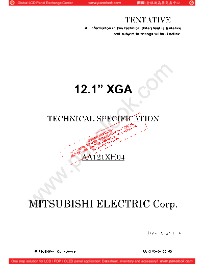 . Various Panel Mitsubishi AA121XH04 0 [DS]  . Various LCD Panels Panel_Mitsubishi_AA121XH04_0_[DS].pdf