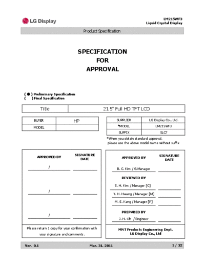 . Various Panel LG Display LM215WF3-SLC7 0 [DS]  . Various LCD Panels Panel_LG_Display_LM215WF3-SLC7_0_[DS].pdf