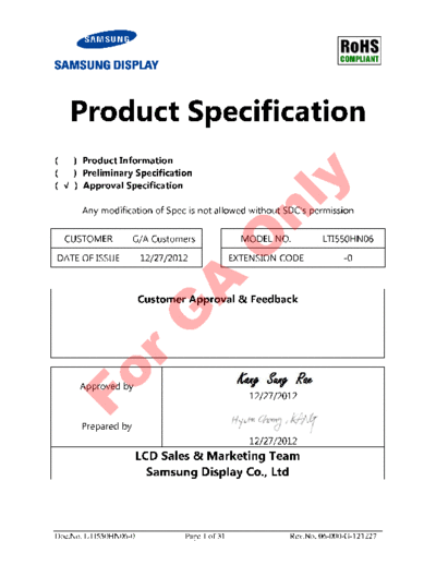 . Various Panel SAMSUNG LTI550HN06 0 [DS]  . Various LCD Panels Panel_SAMSUNG_LTI550HN06_0_[DS].pdf