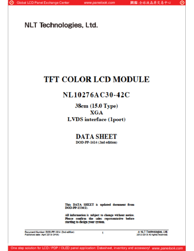 . Various Panel NEC NL10276AC30-42C 3 [DS]  . Various LCD Panels Panel_NEC_NL10276AC30-42C_3_[DS].pdf