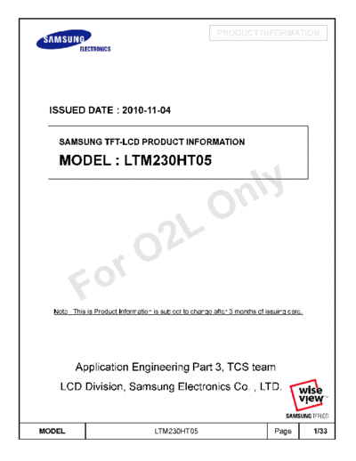 . Various Panel SAMSUNG LTM230HT05 1 [DS]  . Various LCD Panels Panel_SAMSUNG_LTM230HT05_1_[DS].pdf