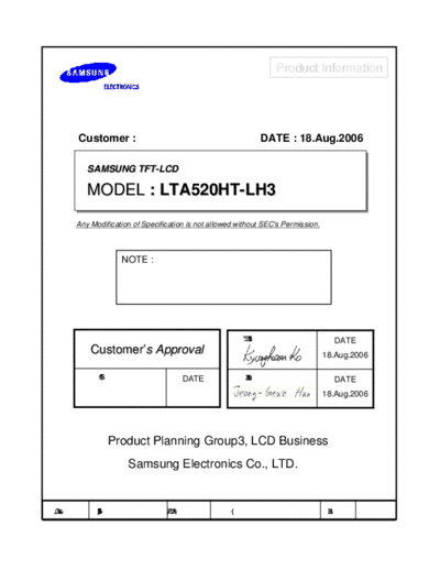 . Various Panel SAMSUNG LTA520HT-LH3 0 [DS]  . Various LCD Panels Panel_SAMSUNG_LTA520HT-LH3_0_[DS].pdf
