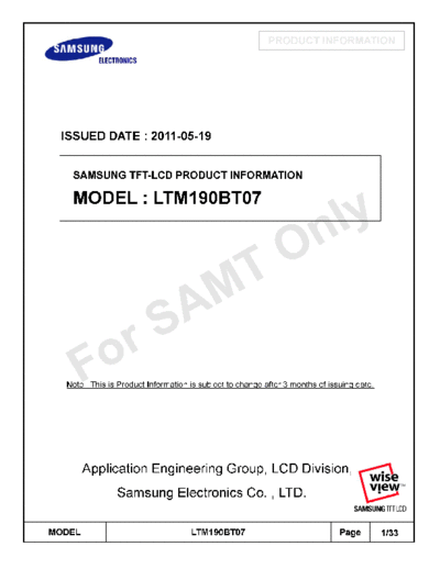 . Various Panel SAMSUNG LTM190BT07 0 [DS]  . Various LCD Panels Panel_SAMSUNG_LTM190BT07_0_[DS].pdf