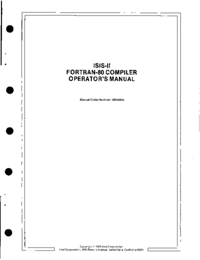 Intel 9800480B ISIS-II FORTRAN-80 Compiler Operator
