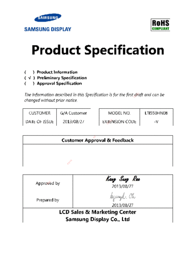 . Various Panel SAMSUNG LTI550HN08 0 [DS]  . Various LCD Panels Panel_SAMSUNG_LTI550HN08_0_[DS].pdf