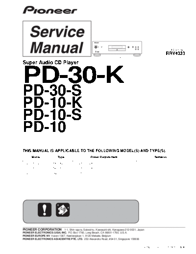 Pioneer hfe   pd-10 30 k s service rrv4333 en  Pioneer CD PD-30 hfe_pioneer_pd-10_30_k_s_service_rrv4333_en.pdf