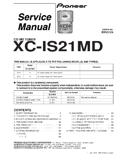 Pioneer hfe pioneer xc-is21md service rrv2124 en  Pioneer Audio CDP-990 hfe_pioneer_xc-is21md_service_rrv2124_en.pdf