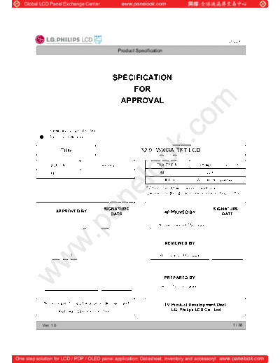 . Various Panel LG-Philips LCD LC320WXD-SAC1 0 [DS]  . Various LCD Panels Panel_LG-Philips_LCD_LC320WXD-SAC1_0_[DS].pdf