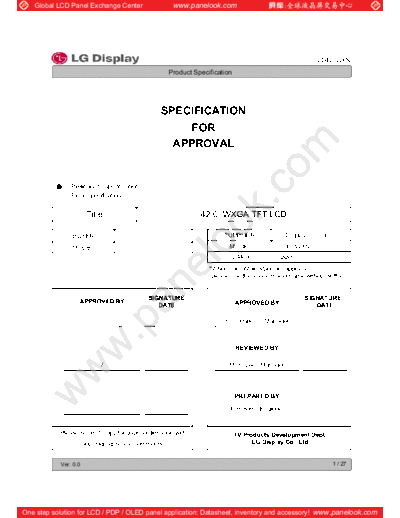 . Various Panel LG-Philips LCD LC420WXN-SAA1 0 [DS]  . Various LCD Panels Panel_LG-Philips_LCD_LC420WXN-SAA1_0_[DS].pdf
