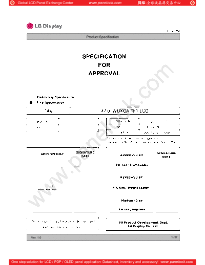 . Various Panel LG-Philips LCD LC470WUN-SAA2 0 [DS]  . Various LCD Panels Panel_LG-Philips_LCD_LC470WUN-SAA2_0_[DS].pdf