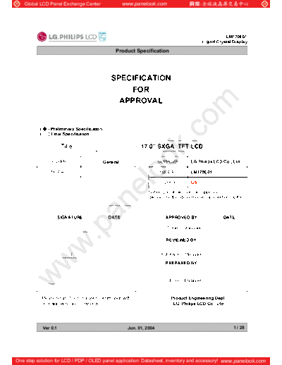 . Various Panel LG-Philips LCD LM170E01-G5 0 [DS]  . Various LCD Panels Panel_LG-Philips_LCD_LM170E01-G5_0_[DS].pdf