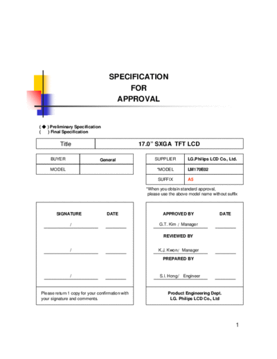 . Various Panel LG-Philips LCD LM170E02-A5 0 [DS]  . Various LCD Panels Panel_LG-Philips_LCD_LM170E02-A5_0_[DS].pdf