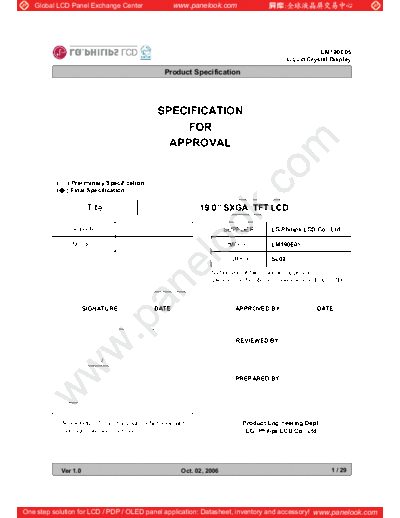 . Various Panel LG-Philips LCD LM190E05-SL02 0 [DS]  . Various LCD Panels Panel_LG-Philips_LCD_LM190E05-SL02_0_[DS].pdf