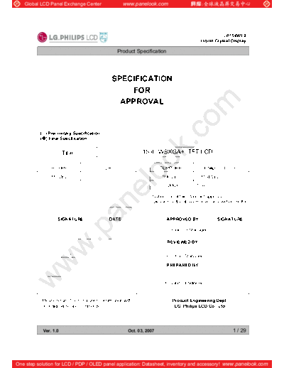. Various Panel LG-Philips LCD LP154WE2-TLB1 0 [DS]  . Various LCD Panels Panel_LG-Philips_LCD_LP154WE2-TLB1_0_[DS].pdf