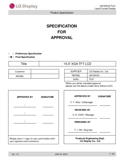 . Various Panel LG Display LB150X03-TL01 1 [DS]  . Various LCD Panels Panel_LG_Display_LB150X03-TL01_1_[DS].pdf