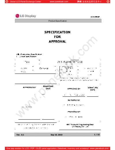 . Various Panel LG Display LC215EUE-SDA1 0 [DS]  . Various LCD Panels Panel_LG_Display_LC215EUE-SDA1_0_[DS].pdf