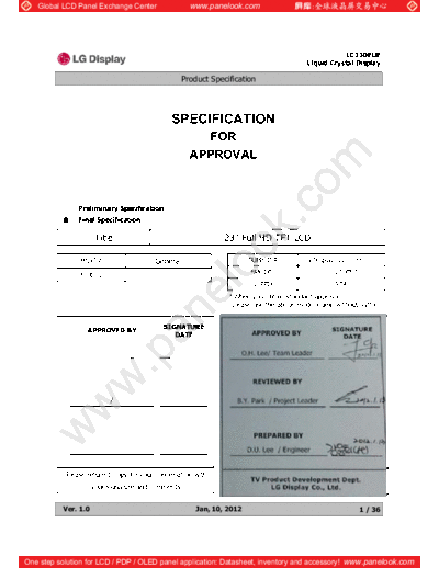 . Various Panel LG Display LC230EUE-SEA1 0 [DS]  . Various LCD Panels Panel_LG_Display_LC230EUE-SEA1_0_[DS].pdf