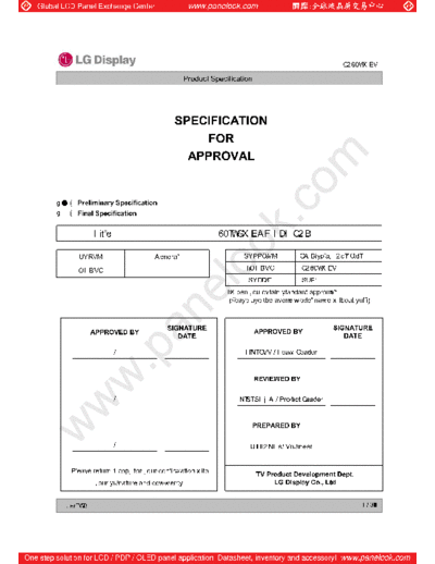 . Various Panel LG Display LC260WXE-SBA1 0 [DS]  . Various LCD Panels Panel_LG_Display_LC260WXE-SBA1_0_[DS].pdf