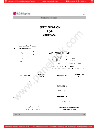 . Various Panel LG Display LC260WXE-SBB1 0 [DS]  . Various LCD Panels Panel_LG_Display_LC260WXE-SBB1_0_[DS].pdf