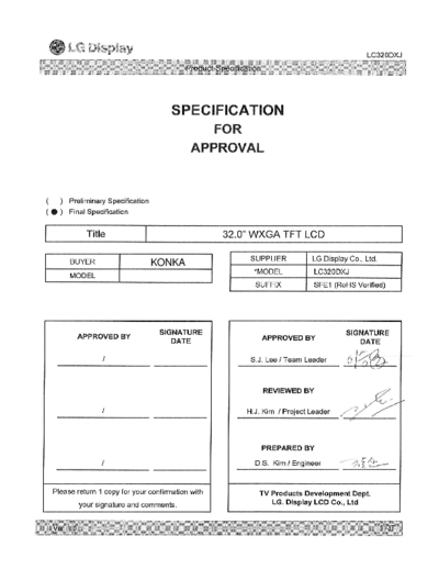 . Various Panel LG Display LC320DXJ-SFE1 0 [DS]  . Various LCD Panels Panel_LG_Display_LC320DXJ-SFE1_0_[DS].pdf
