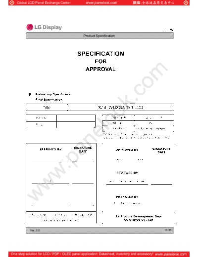 . Various Panel LG Display LC320EUN-SEF2 0 [DS]  . Various LCD Panels Panel_LG_Display_LC320EUN-SEF2_0_[DS].pdf