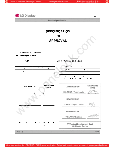 . Various Panel LG Display LC320EXN-SCA1 0 [DS]  . Various LCD Panels Panel_LG_Display_LC320EXN-SCA1_0_[DS].pdf