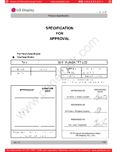. Various Panel LG Display LC320WUD-SBA3 0 [DS]  . Various LCD Panels Panel_LG_Display_LC320WUD-SBA3_0_[DS].pdf