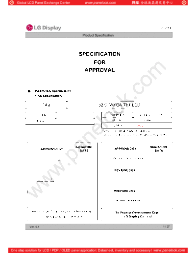 . Various Panel LG Display LC320WXE-SBV2 1 [DS]  . Various LCD Panels Panel_LG_Display_LC320WXE-SBV2_1_[DS].pdf