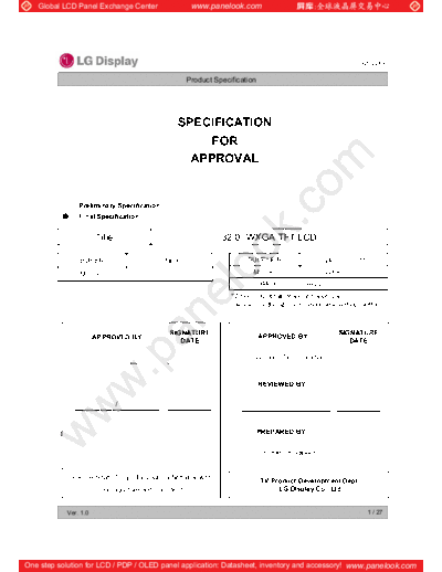 . Various Panel LG Display LC320WXE-SBV2 2 [DS]  . Various LCD Panels Panel_LG_Display_LC320WXE-SBV2_2_[DS].pdf
