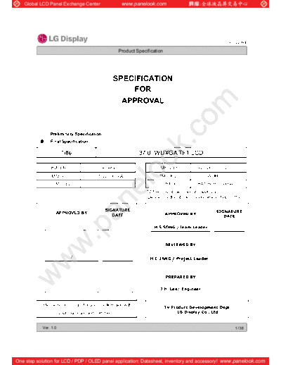 . Various Panel LG Display LC370WUH-SBA1 0 [DS]  . Various LCD Panels Panel_LG_Display_LC370WUH-SBA1_0_[DS].pdf