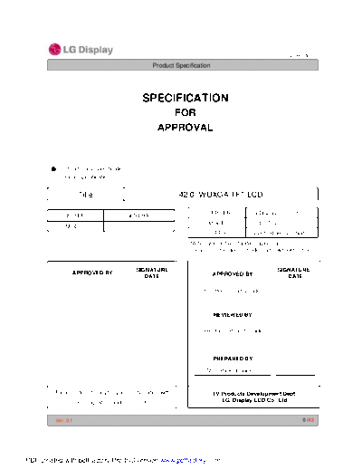 . Various Panel LG Display LC420DUJ-SGE1 0 [DS]  . Various LCD Panels Panel_LG_Display_LC420DUJ-SGE1_0_[DS].pdf
