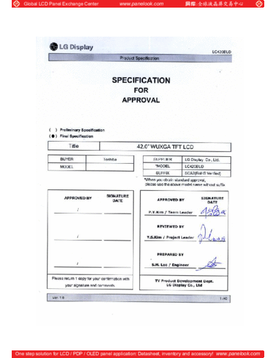 . Various Panel LG Display LC420EUD-SCA2 0 [DS]  . Various LCD Panels Panel_LG_Display_LC420EUD-SCA2_0_[DS].pdf